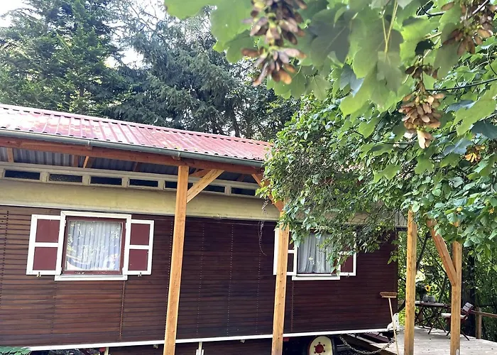 خيمة فخمة Historischer Zirkuswagen Mit Terrasse Und Blick Ins Gruene