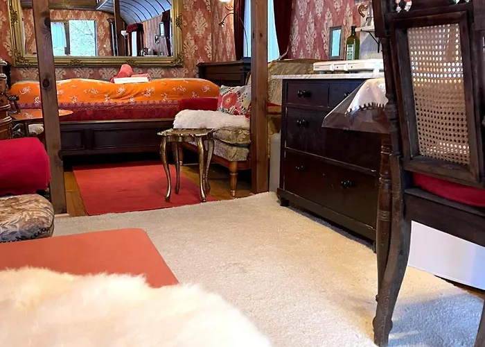 Historischer Zirkuswagen Mit Terrasse Und Blick Ins Gruene خيمة فخمة *