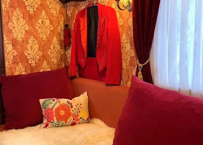 Historischer Zirkuswagen Mit Terrasse Und Blick Ins Gruene * فِتْسِنهاوزن