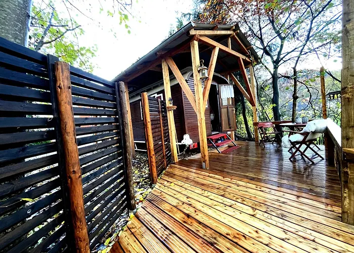 Historischer Zirkuswagen Mit Terrasse Und Blick Ins Gruene *